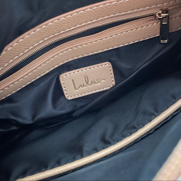 NWOT Lulus Back to Business Tan Tote Vegan Faux Leather - Picture 10 of 10